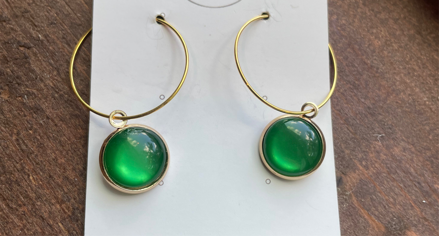 Emerald Stone Hoops