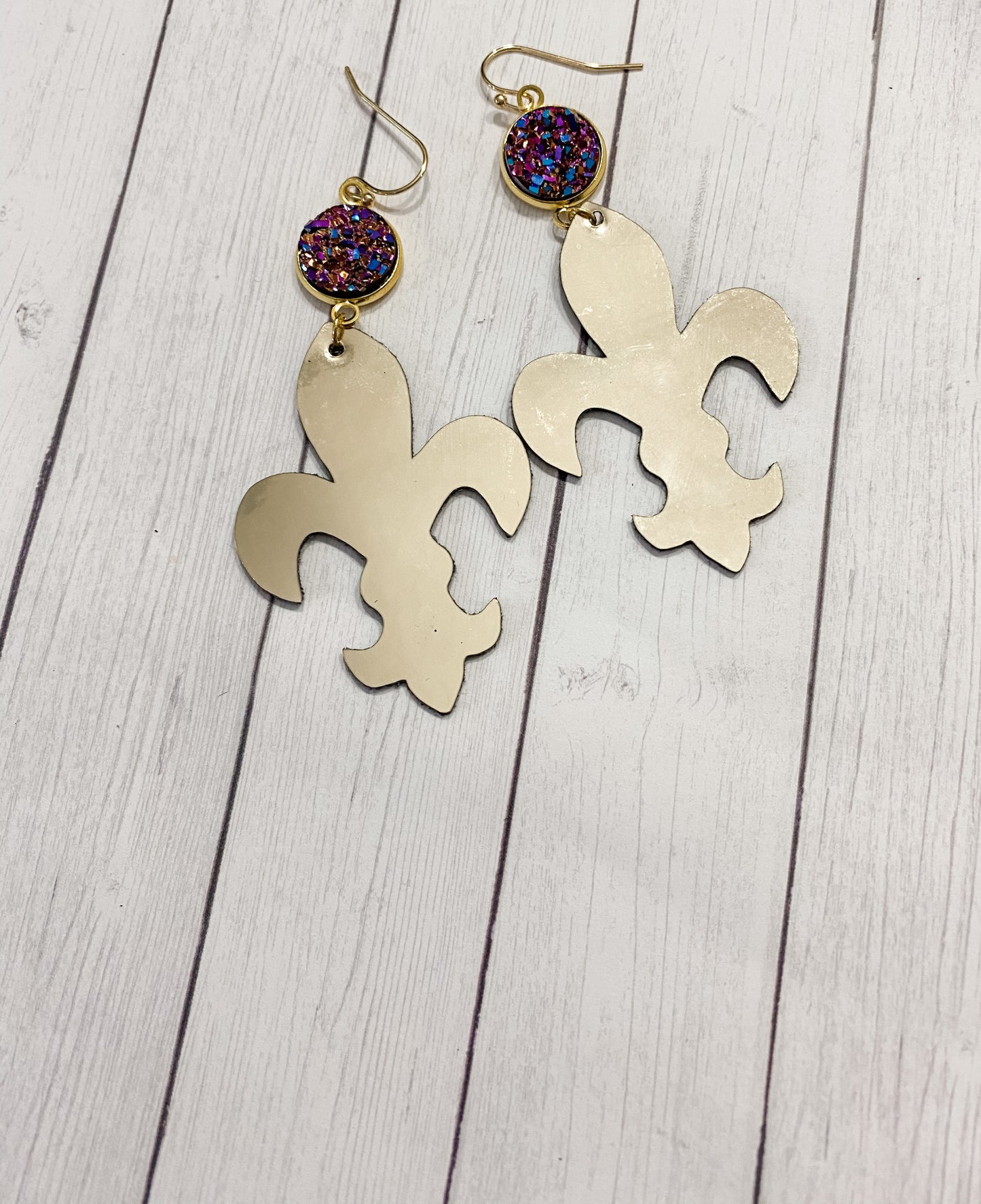 Metallic Fleur De Le Earring