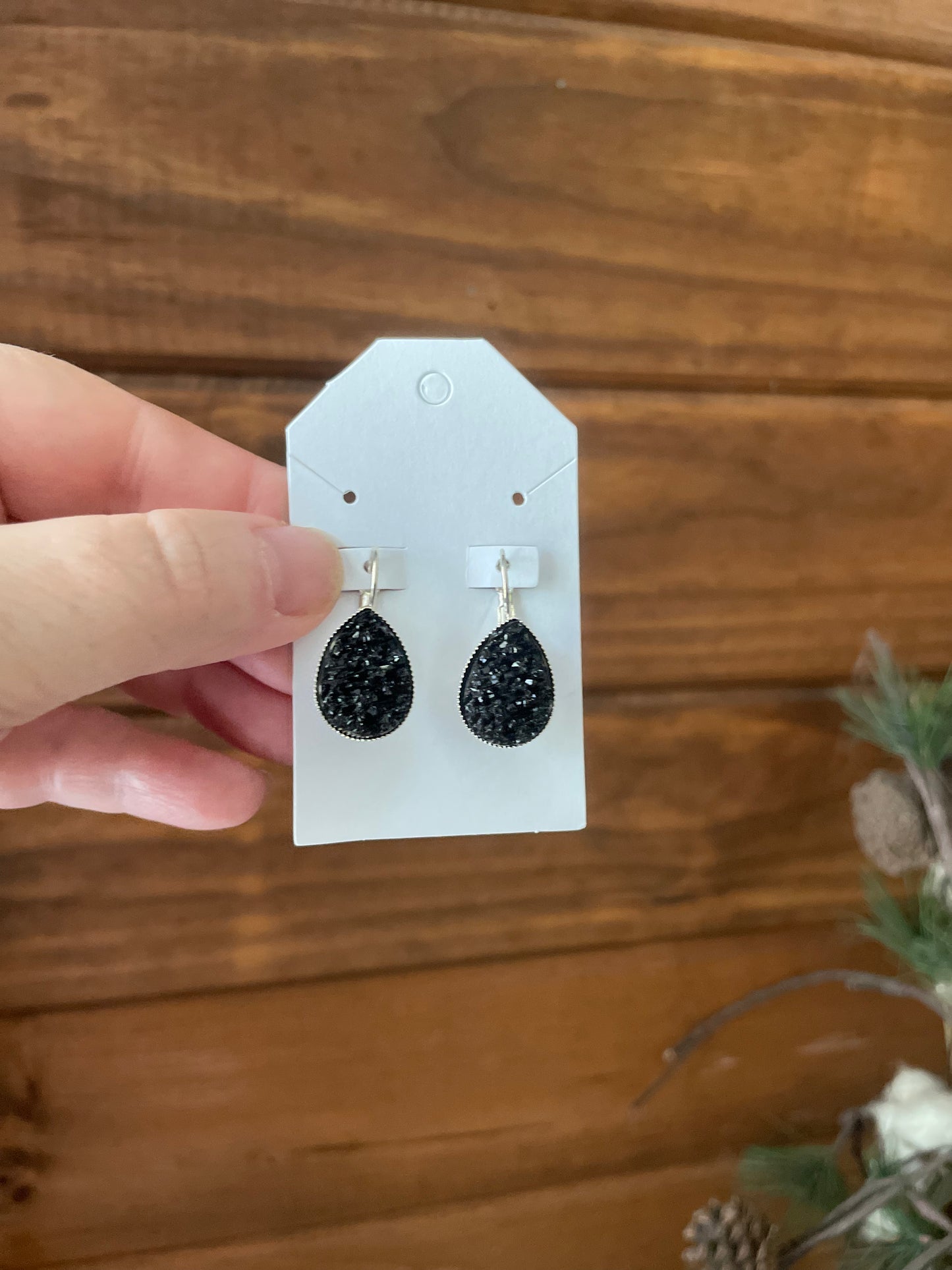 Midnight Druzy Teardrops