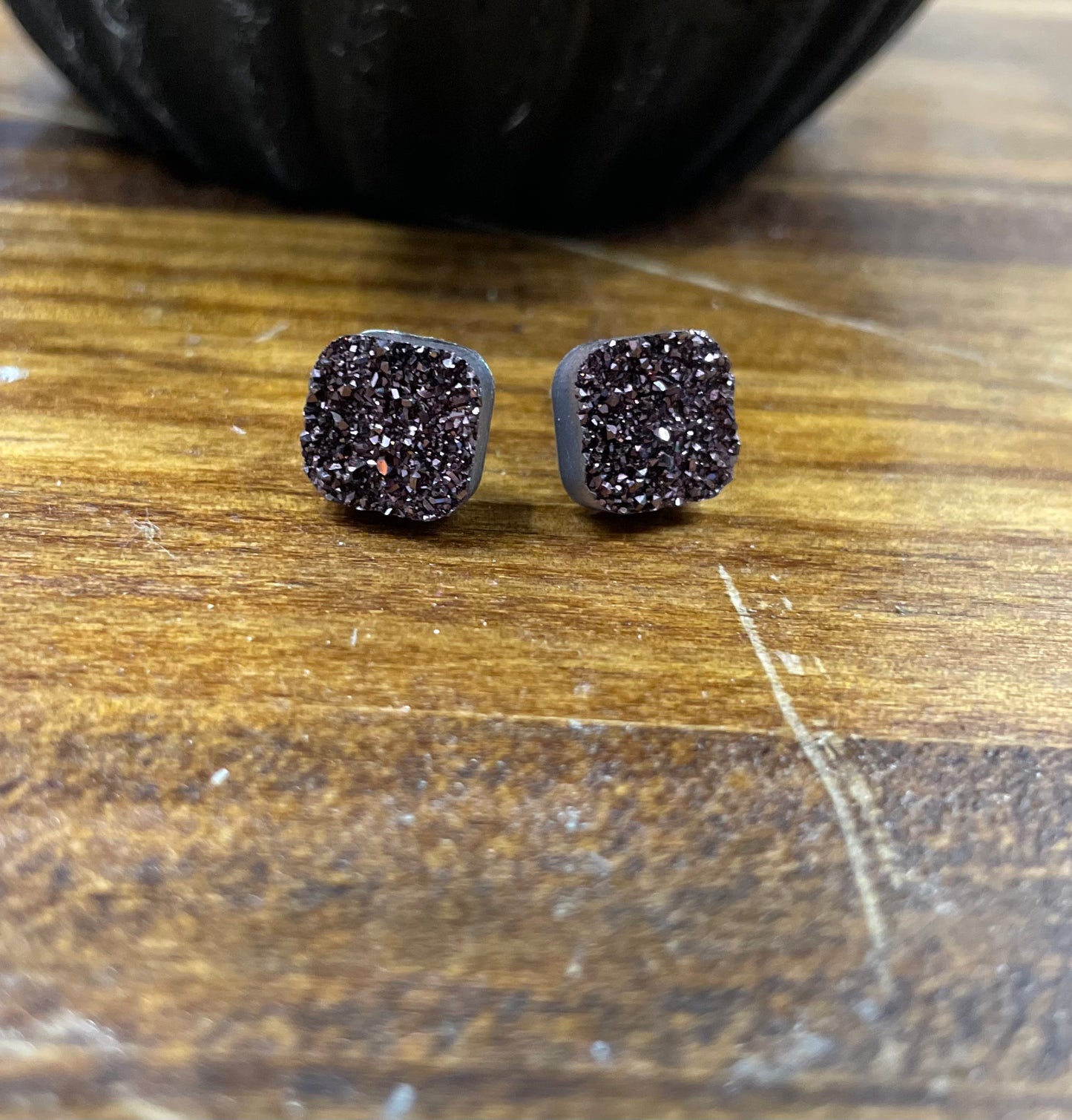 Chocolate Stone Stud Earrings