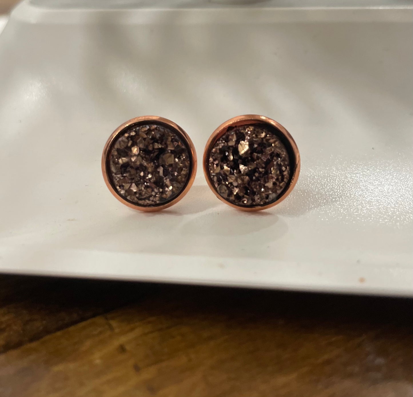 Rose Gold Druzy Stud Earrings