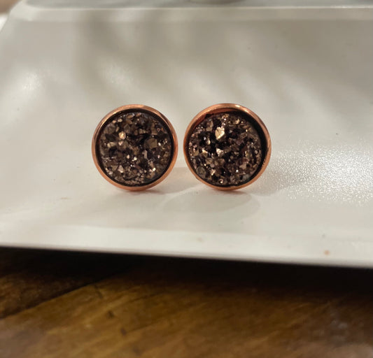 Rose Gold Druzy Stud Earrings