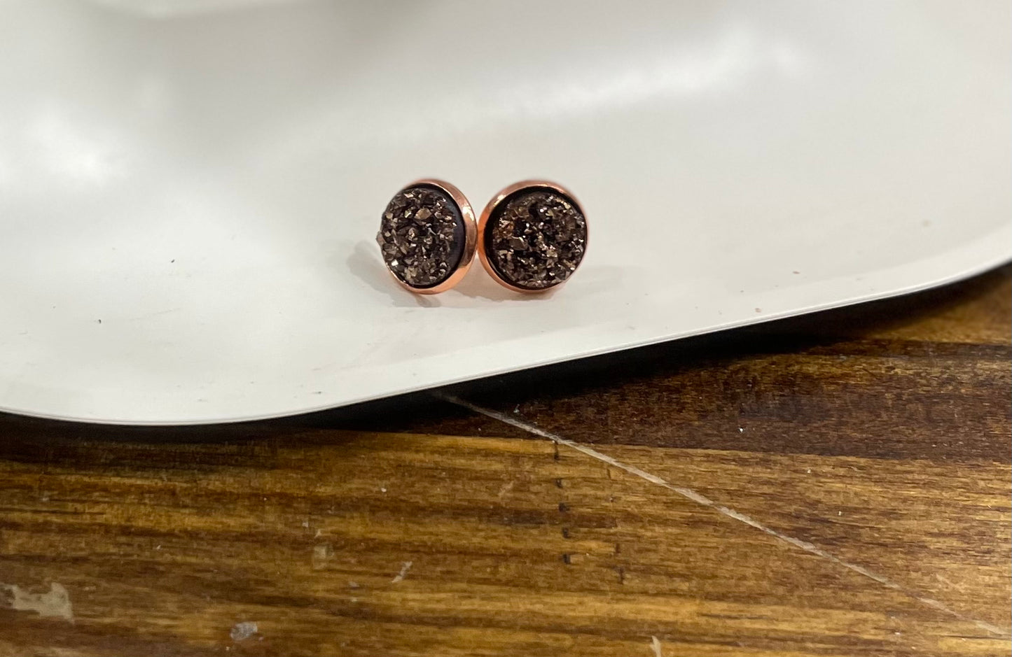 Rose Gold Druzy Stud Earrings