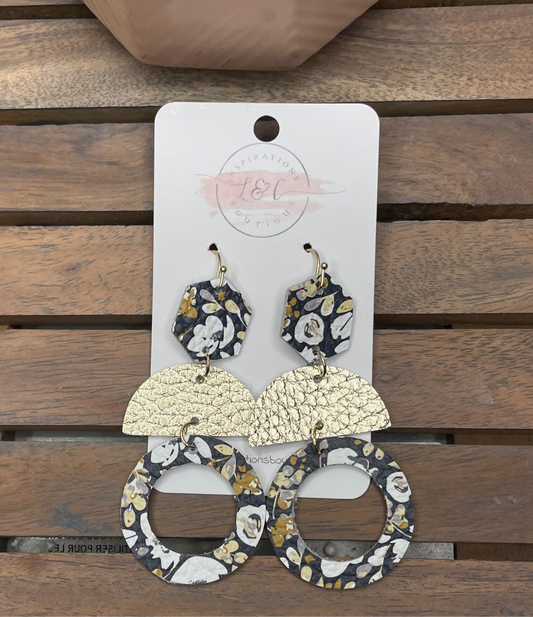 Midnight Gold Poppy Geo Earrings