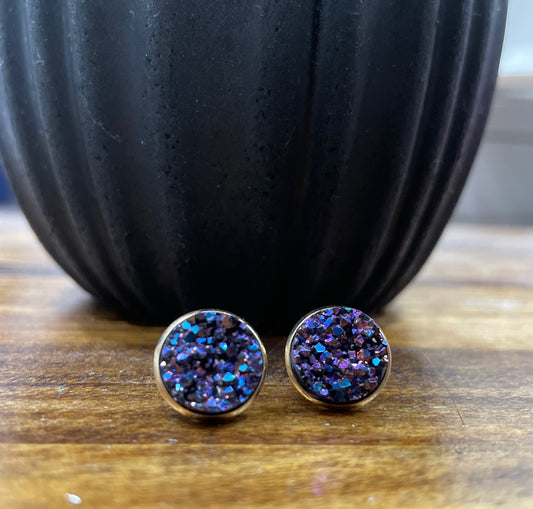 Purple Haze Druzy Stud Earring