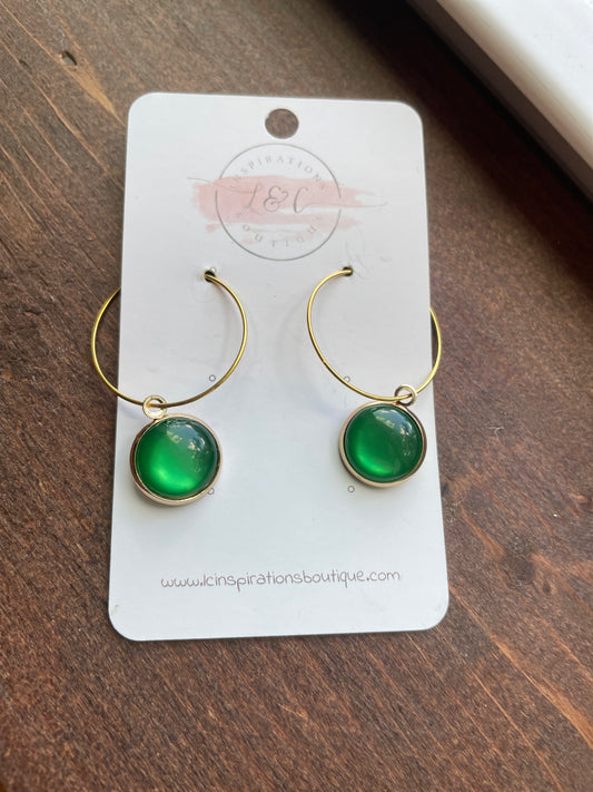 Emerald Stone Hoops