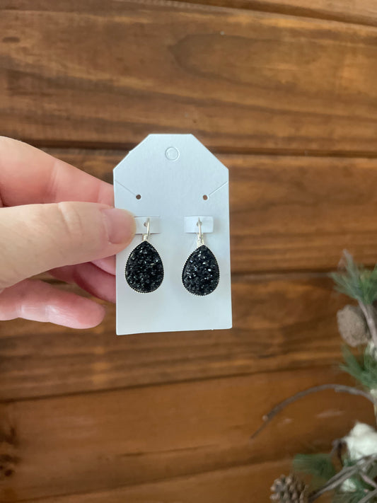 Midnight Druzy Teardrops