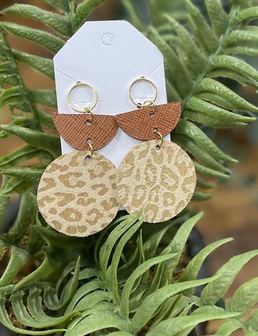 Sophisticated Spotted Leopard Geo Earrings