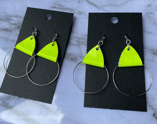 Highlighter Yellow Twist Hoops