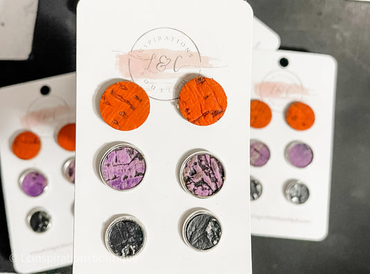 Trio of Leather Luxe Studs