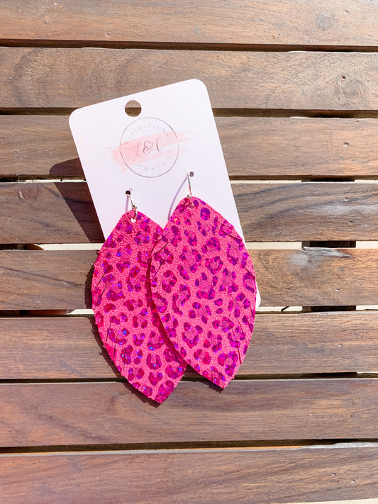 Metallic Leopard Pink Feather
